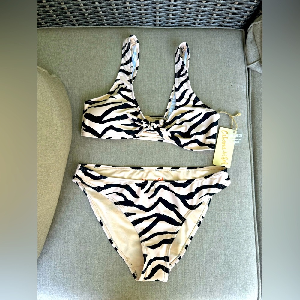 Cabana del Sol, Striped, Bikini, Size Large